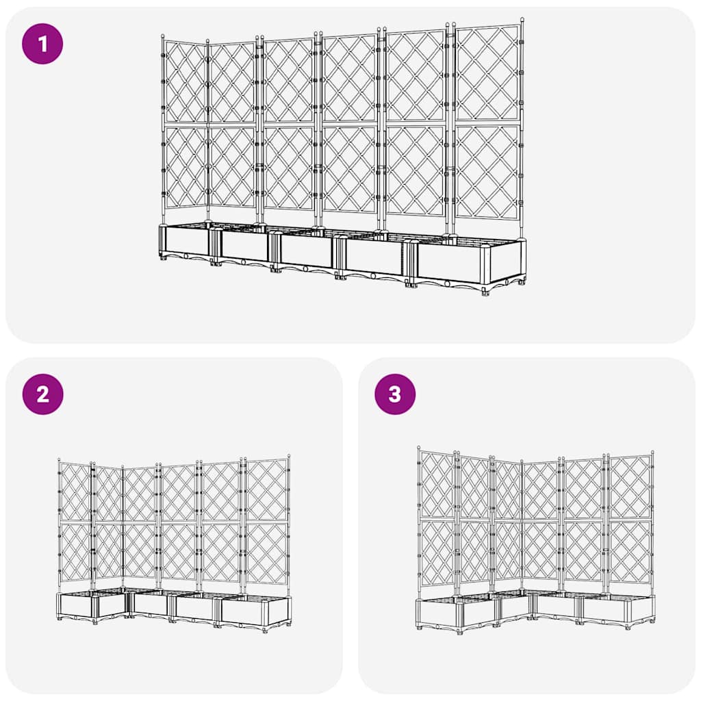 Havekrukke med trellis 5 pcs Hvid 120 x 120 x 125.5 cm PP