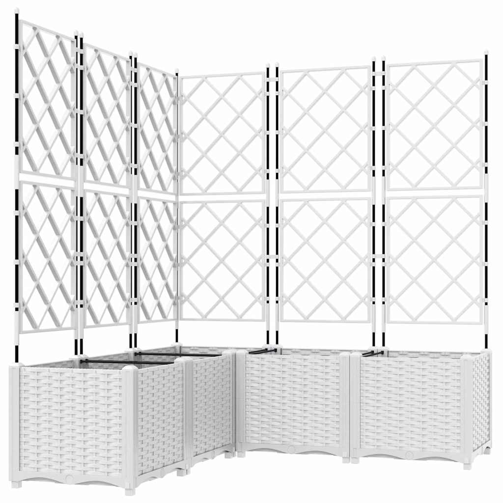 Havekrukke med trellis 5 pcs Hvid 120 x 120 x 143 cm PP
