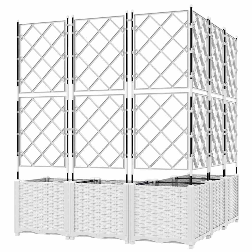 Havekrukke med trellis 5 pcs Hvid 120 x 120 x 143 cm PP