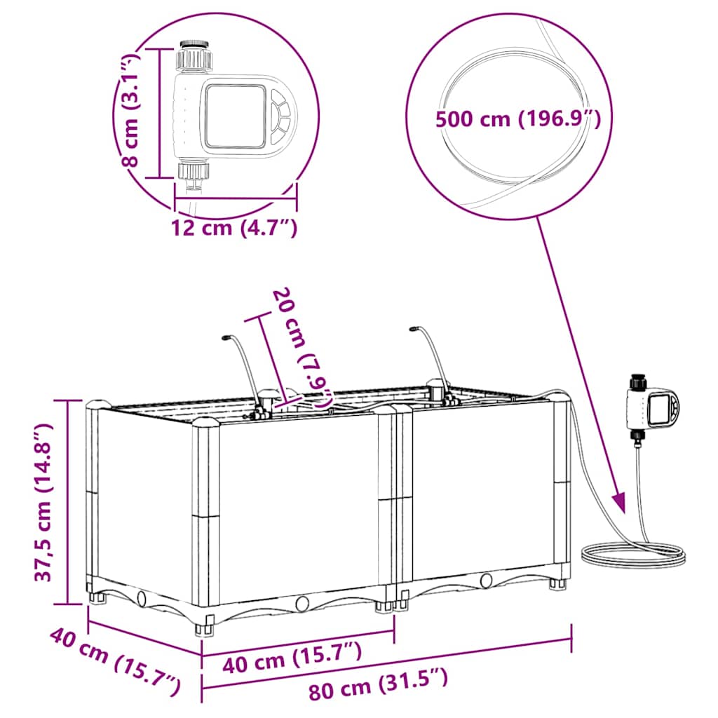 Havekrukker Hvid 80 x 40 x 37,5 cm Stål