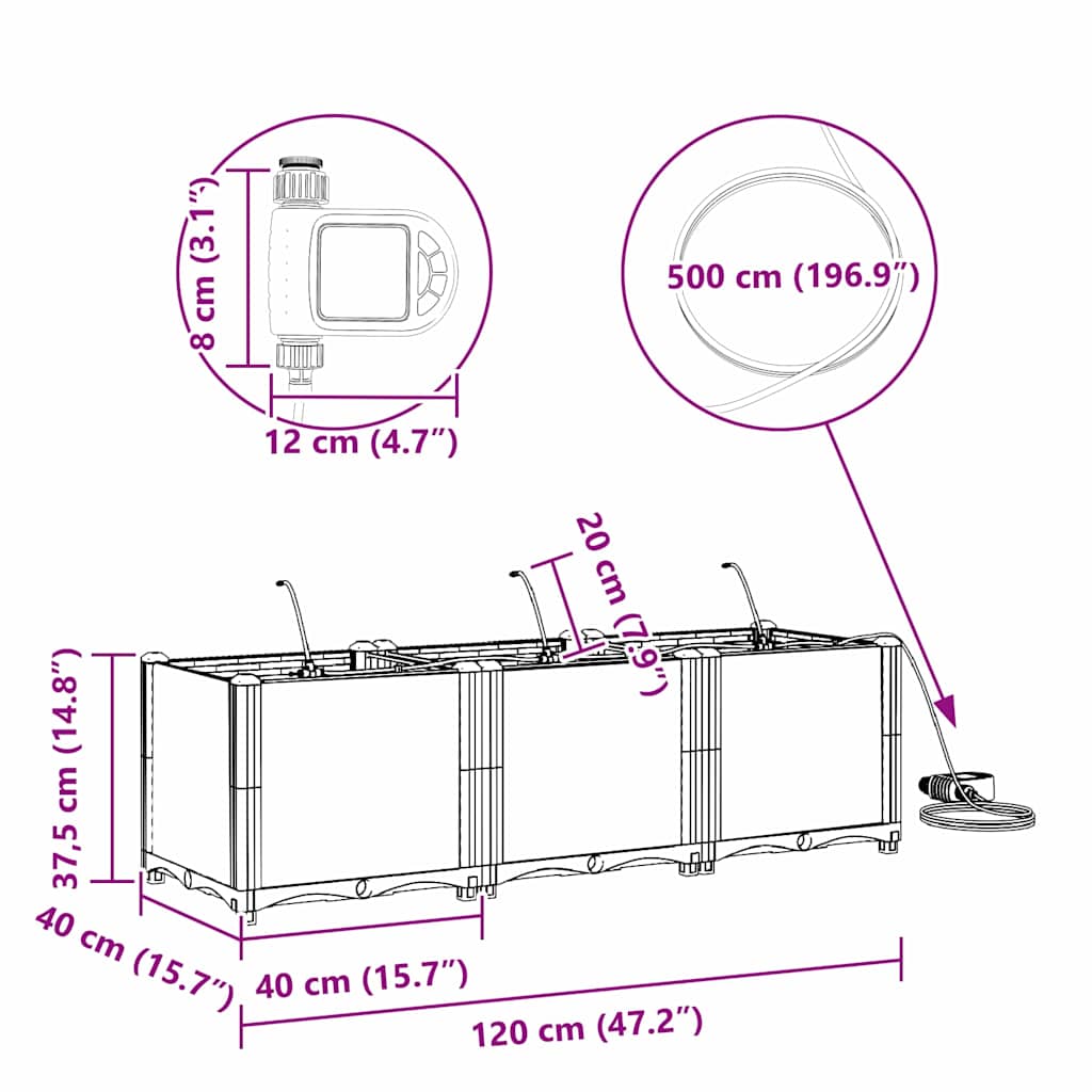 Havekrukker Hvid 120 x 40 x 37,5 cm Stål
