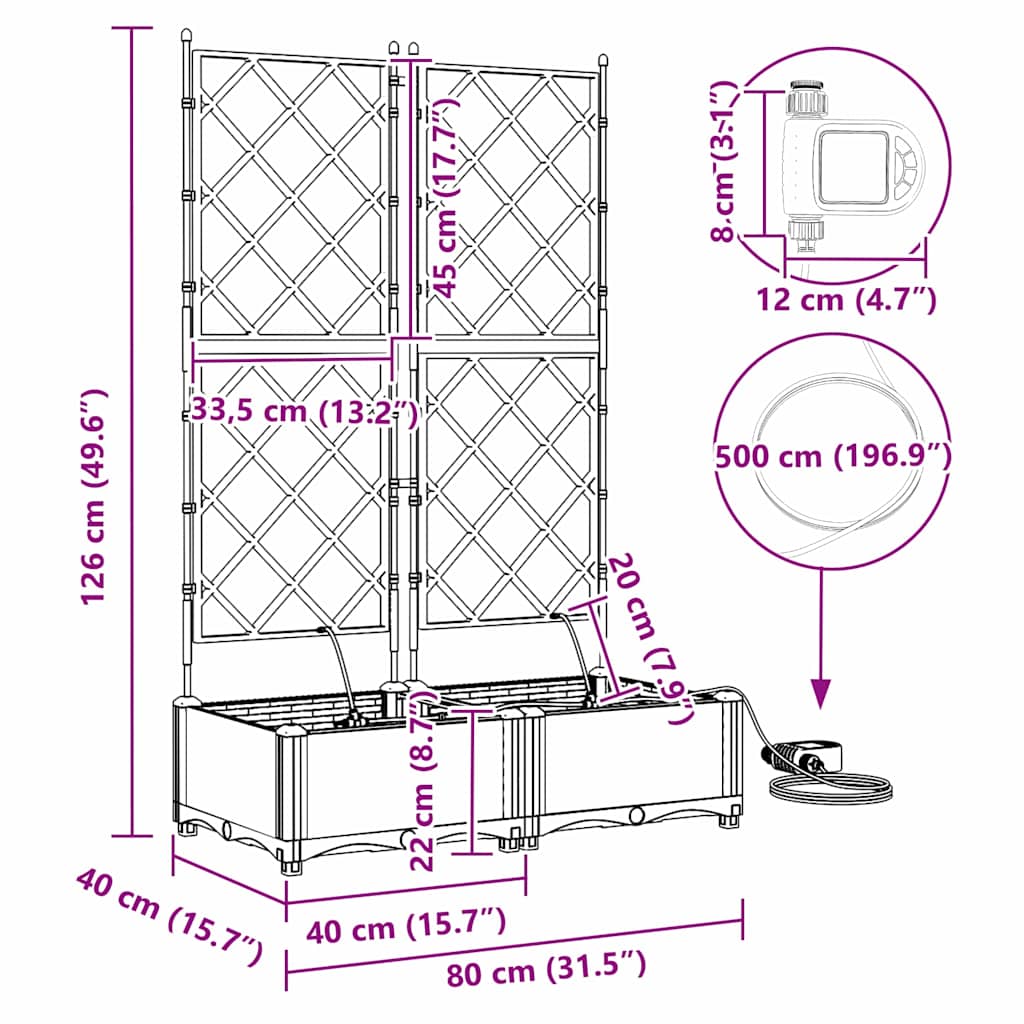 Havekrukker Hvid 80 x 40 x 126 cm Stål