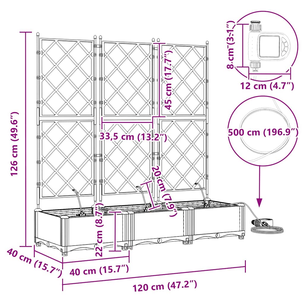 Havekrukker Hvid 120 x 40 x 126 cm Stål