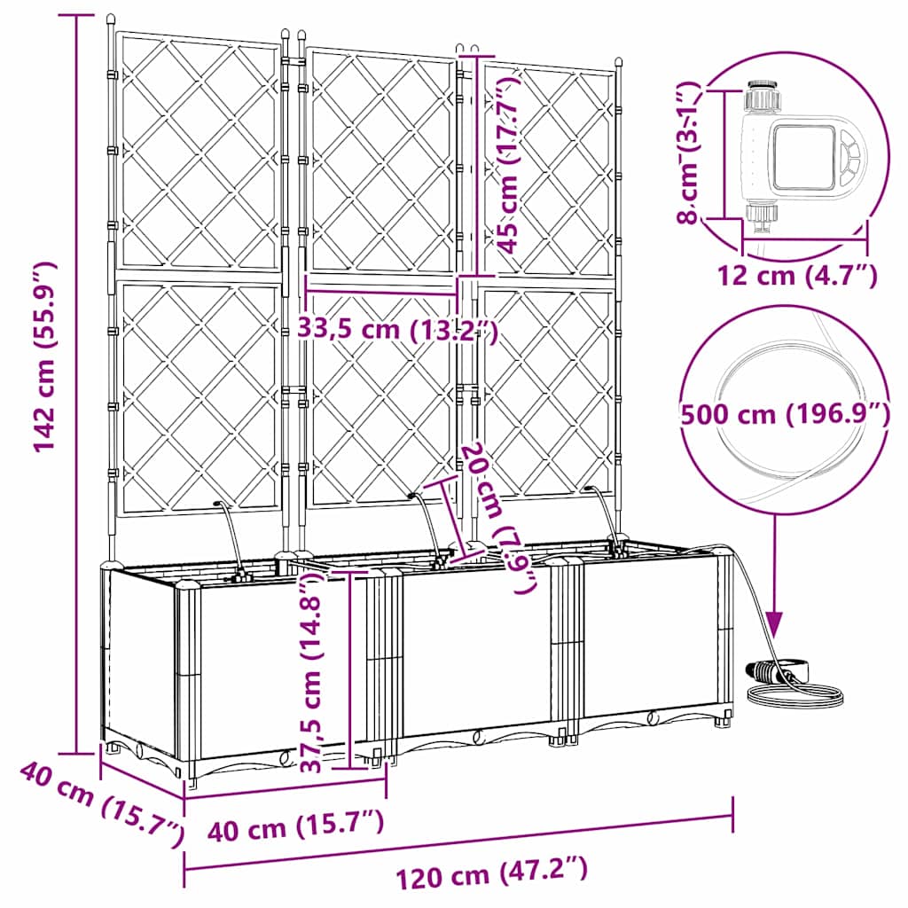 Havekrukker Hvid 120 x 40 x 142 cm Stål