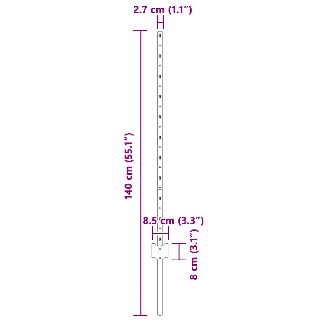 Hegnspæl 11 pcs Grøn 100 cm Stål