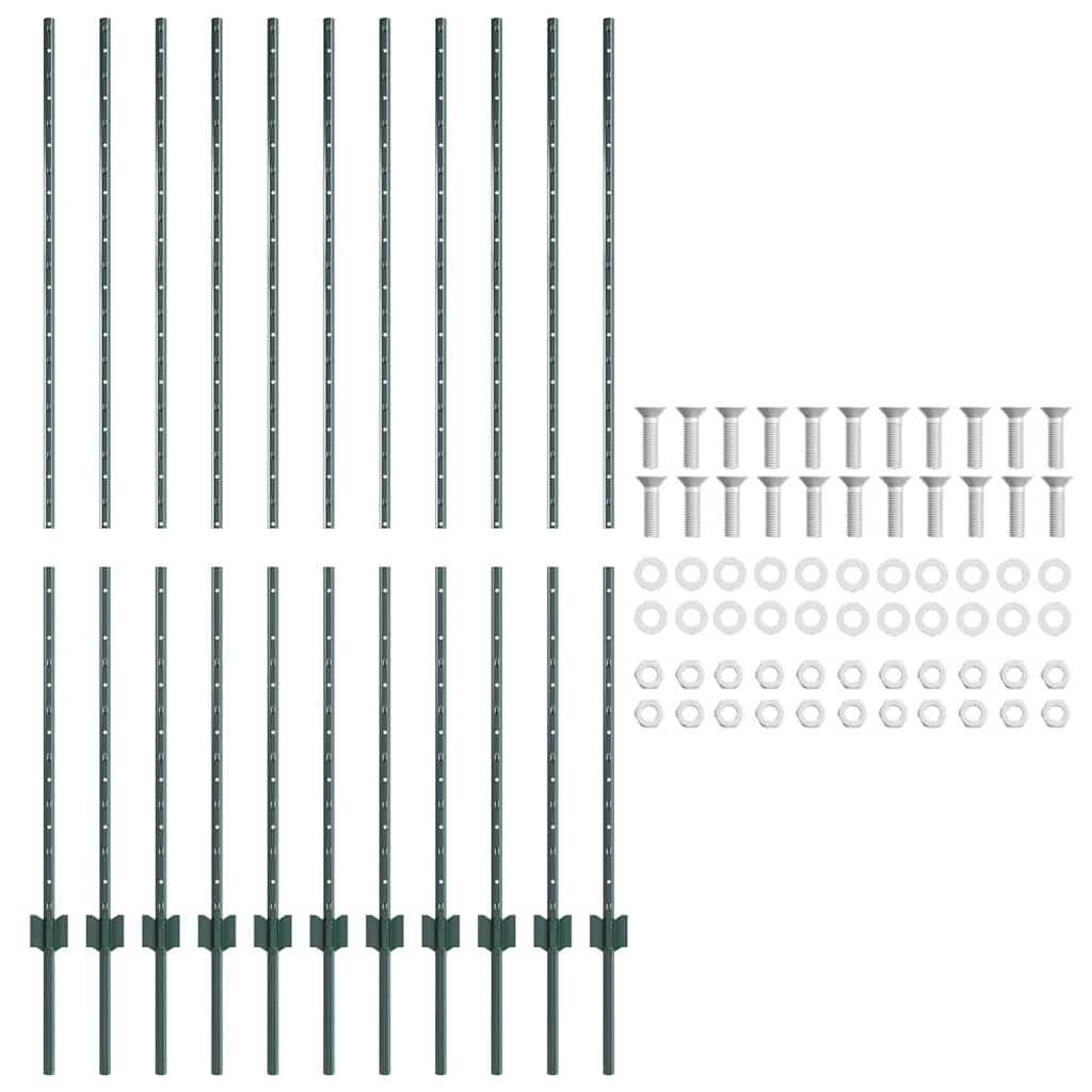 Hegnspæl 11 pcs Grøn 160 cm Stål