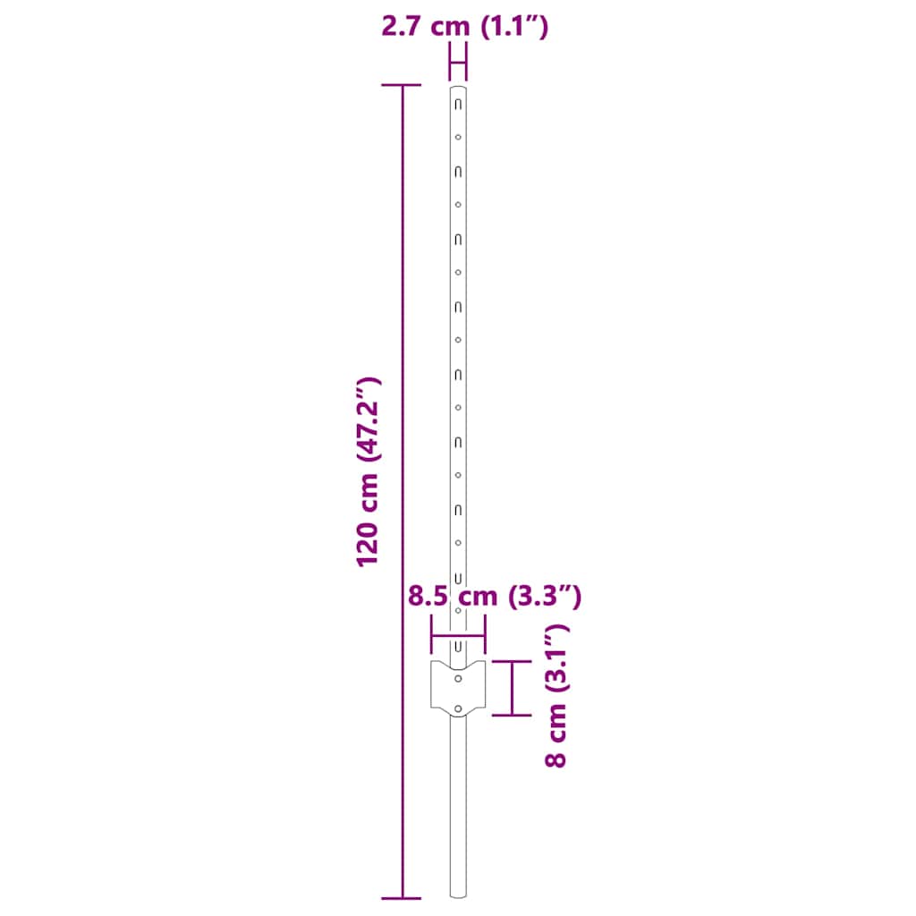 Hegnspæl 11 pcs Grå 80 cm Stål