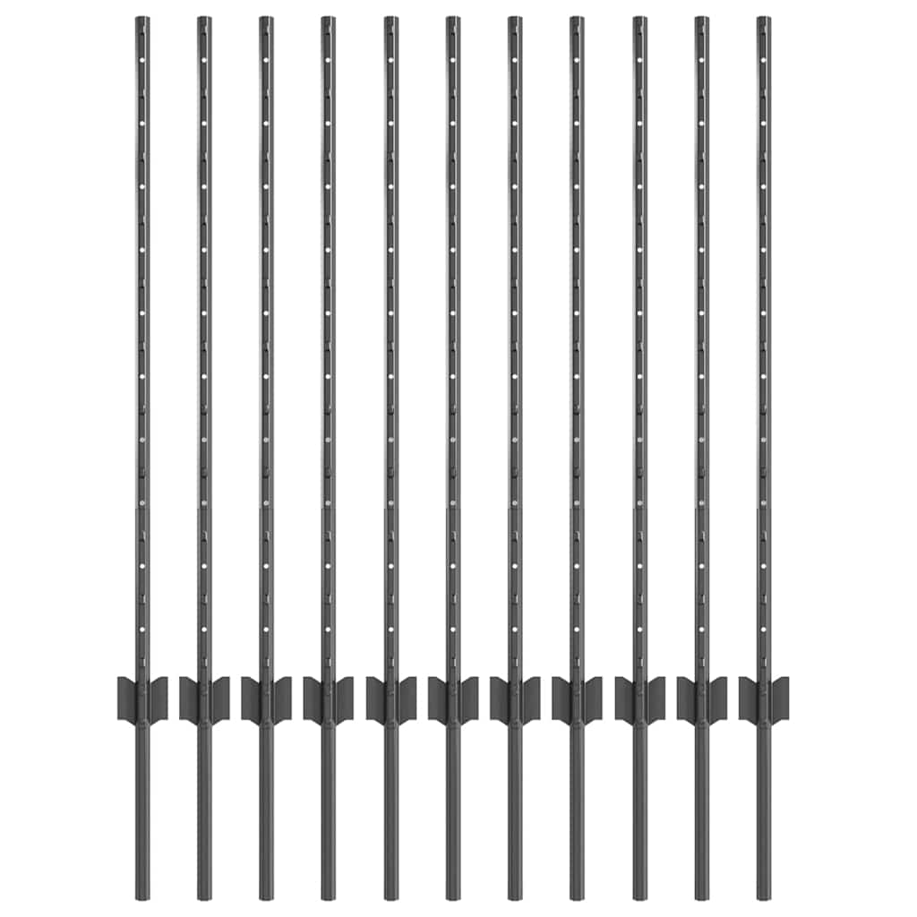 Hegnspæl 11 pcs Grå 100 cm Stål