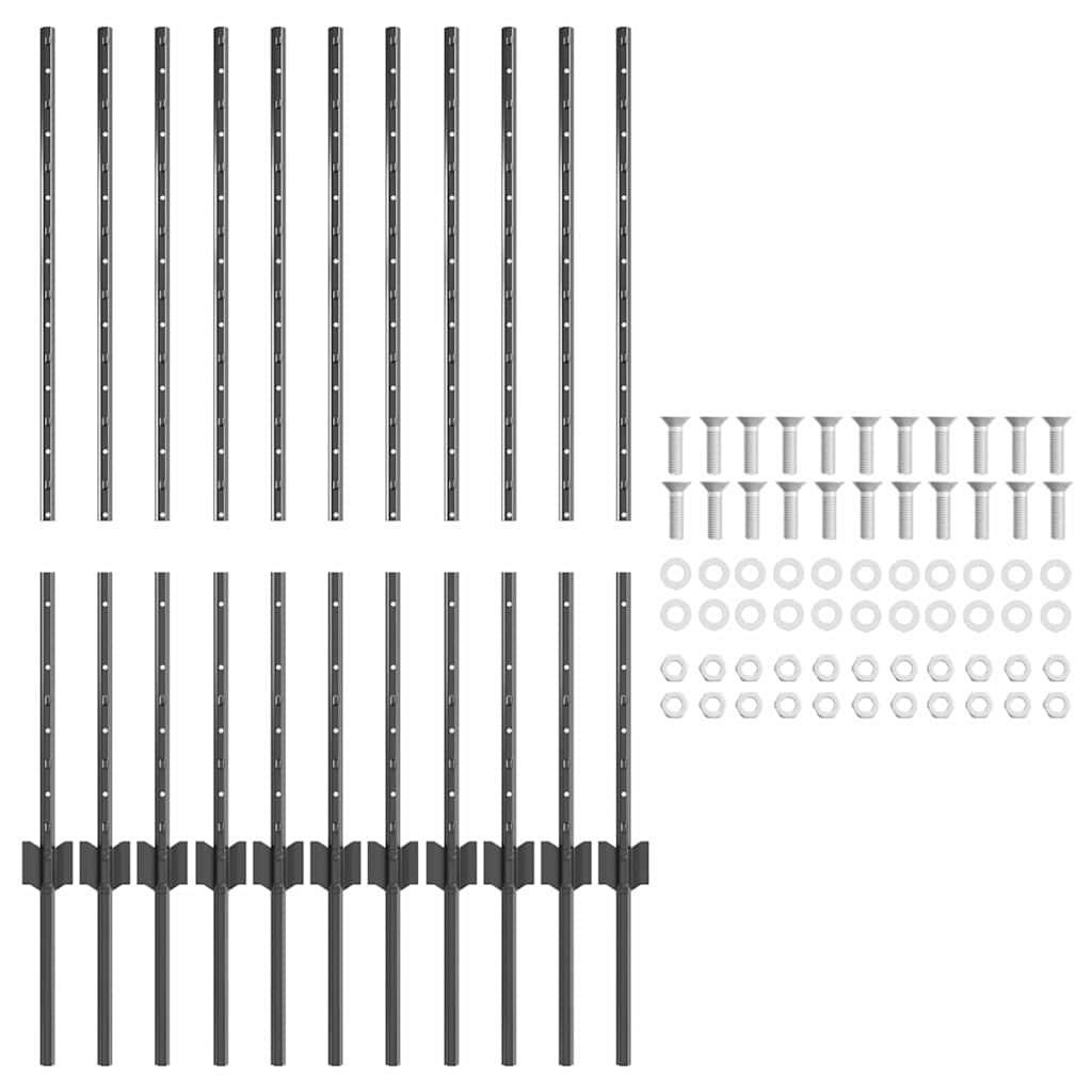 Hegnspæl 11 pcs Grå 100 cm Stål