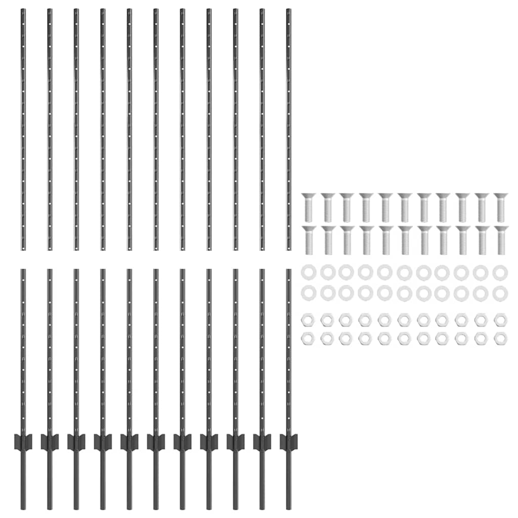 Hegnspæl 11 pcs Grå 150 cm Stål
