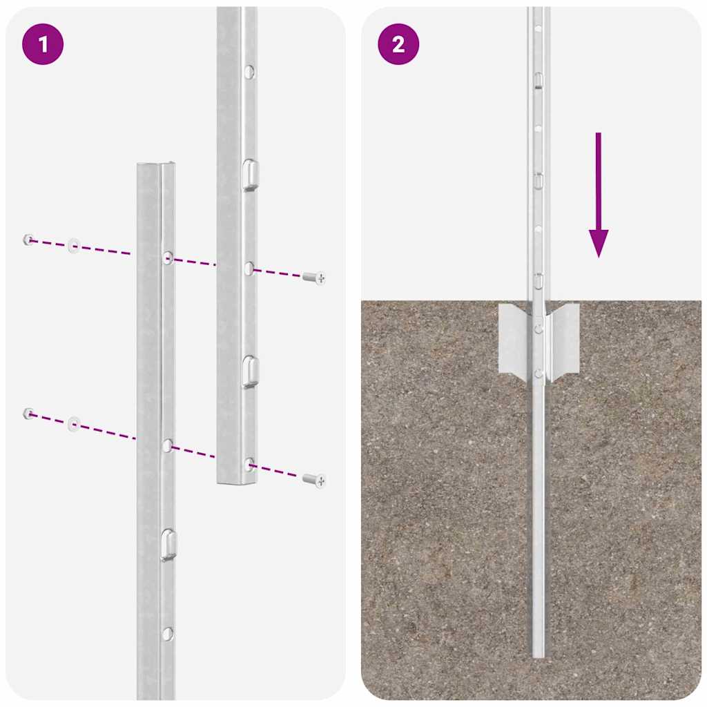 Hegnspæl 5 pcs Sølv 120 cm Stål