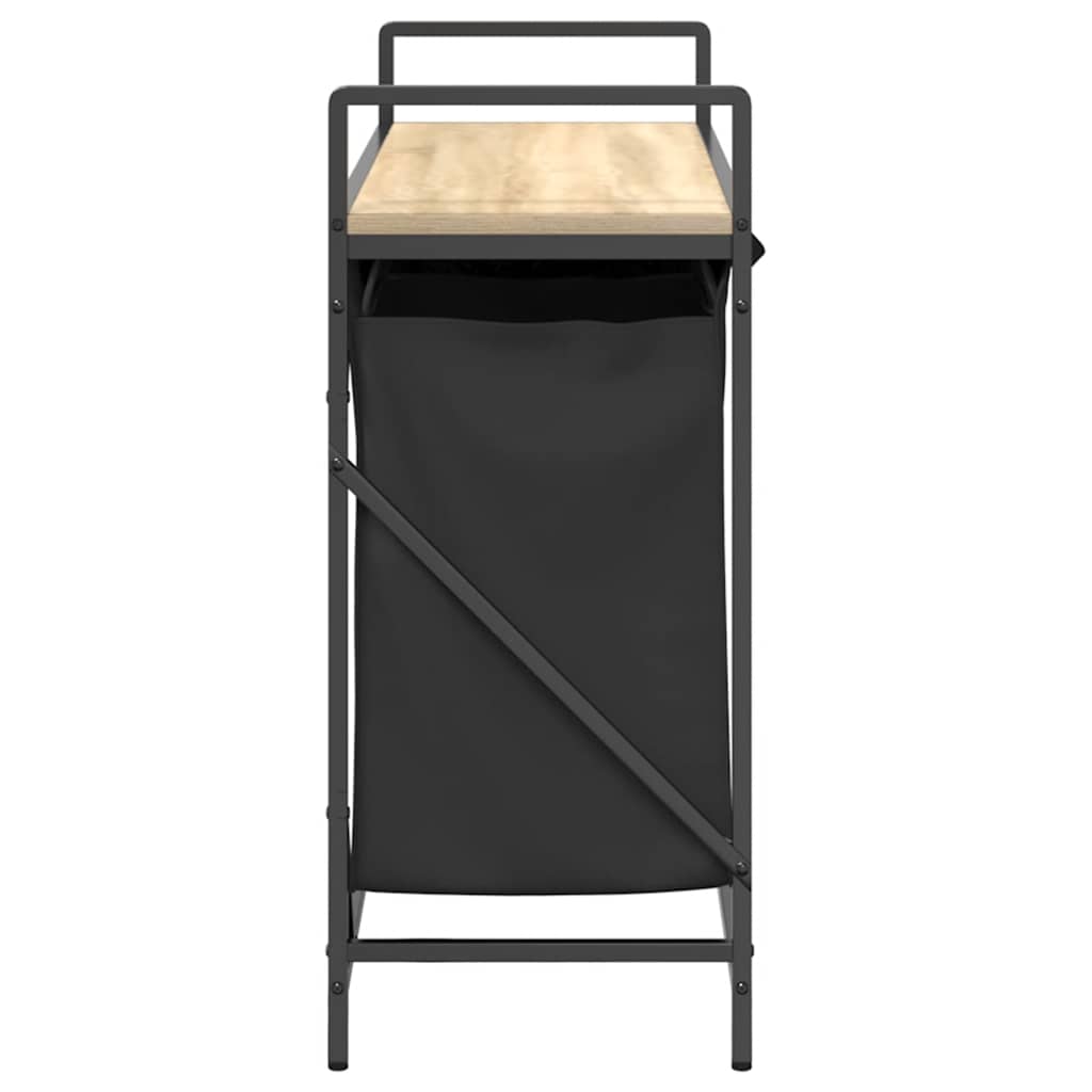 vasketøjskurv 3 rum med hylde sonoma-eg