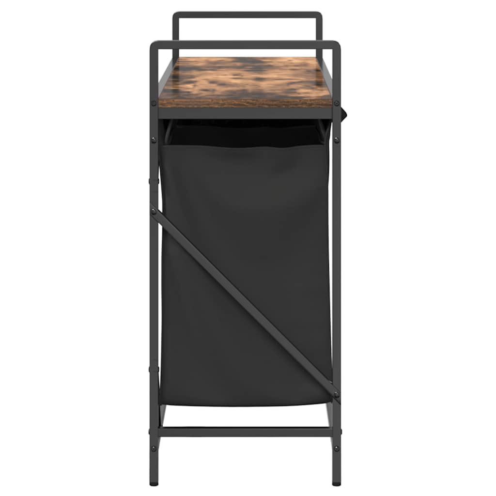 vasketøjskurv 3 rum med hylde røget egetræsfarve