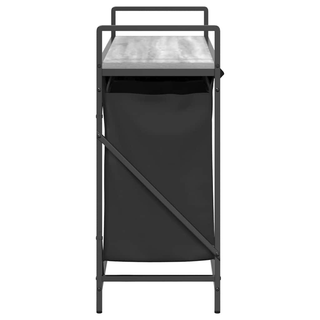 vasketøjskurv 3 rum med hylde grå sonoma-eg