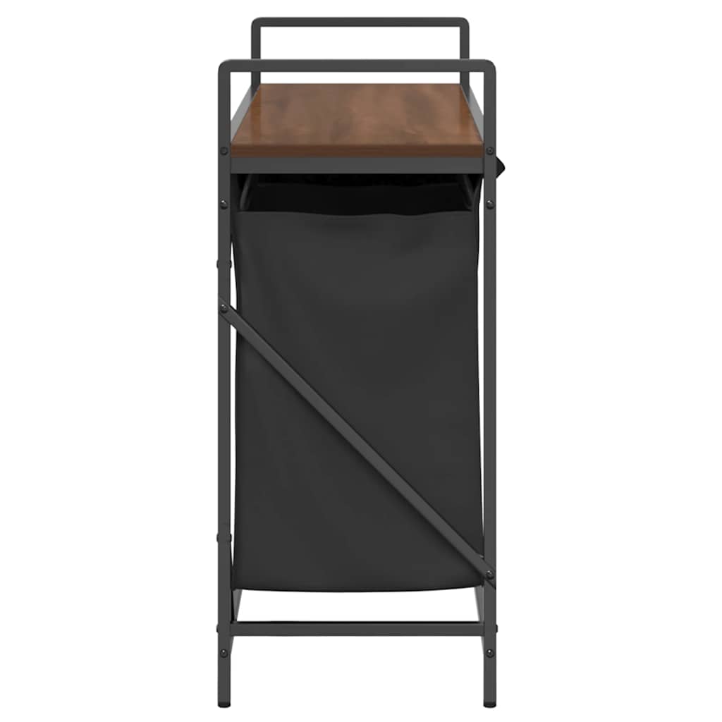 vasketøjskurv 3 rum med hylde brun egetræsfarve