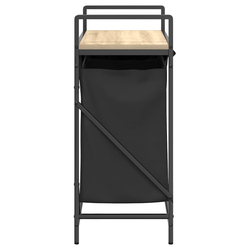 vasketøjskurv 2 rum med hylde sonoma-eg