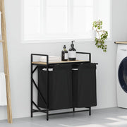 vasketøjskurv 2 rum med hylde sonoma-eg