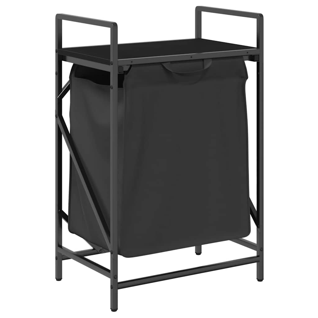 vasketøjskurv 1 rum med hylde sort egetræsfarve