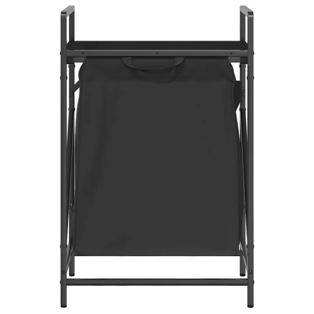 vasketøjskurv 1 rum med hylde sort egetræsfarve