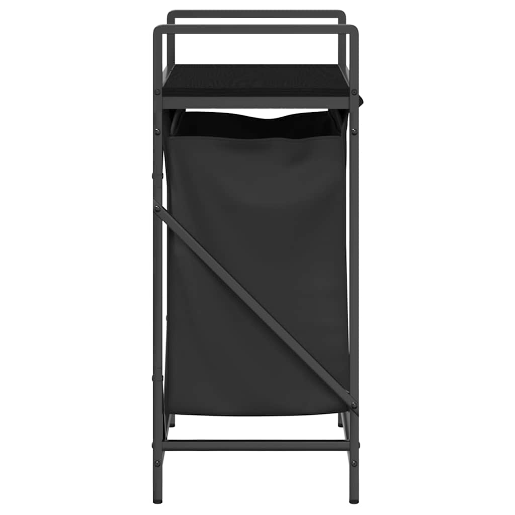 vasketøjskurv 1 rum med hylde sort egetræsfarve