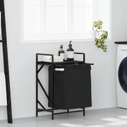 vasketøjskurv 1 rum med hylde sort egetræsfarve