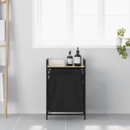 vasketøjskurv 1 rum med hylde sonoma-eg