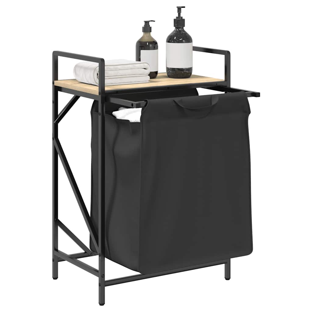 vasketøjskurv 1 rum med hylde sonoma-eg