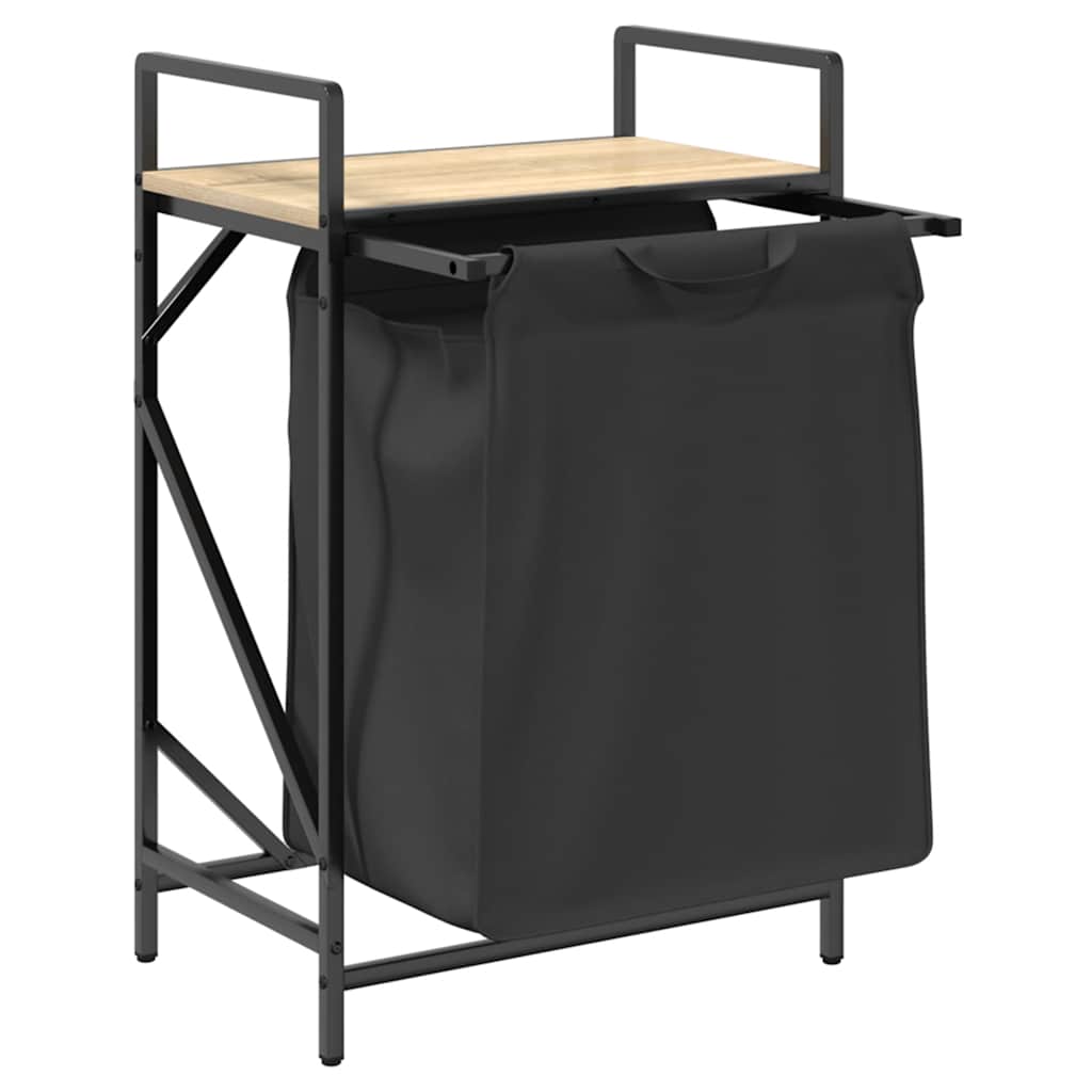 vasketøjskurv 1 rum med hylde sonoma-eg