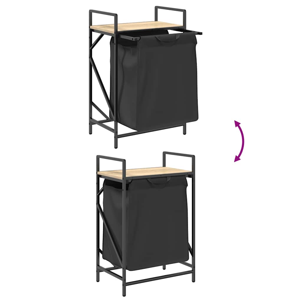 vasketøjskurv 1 rum med hylde sonoma-eg