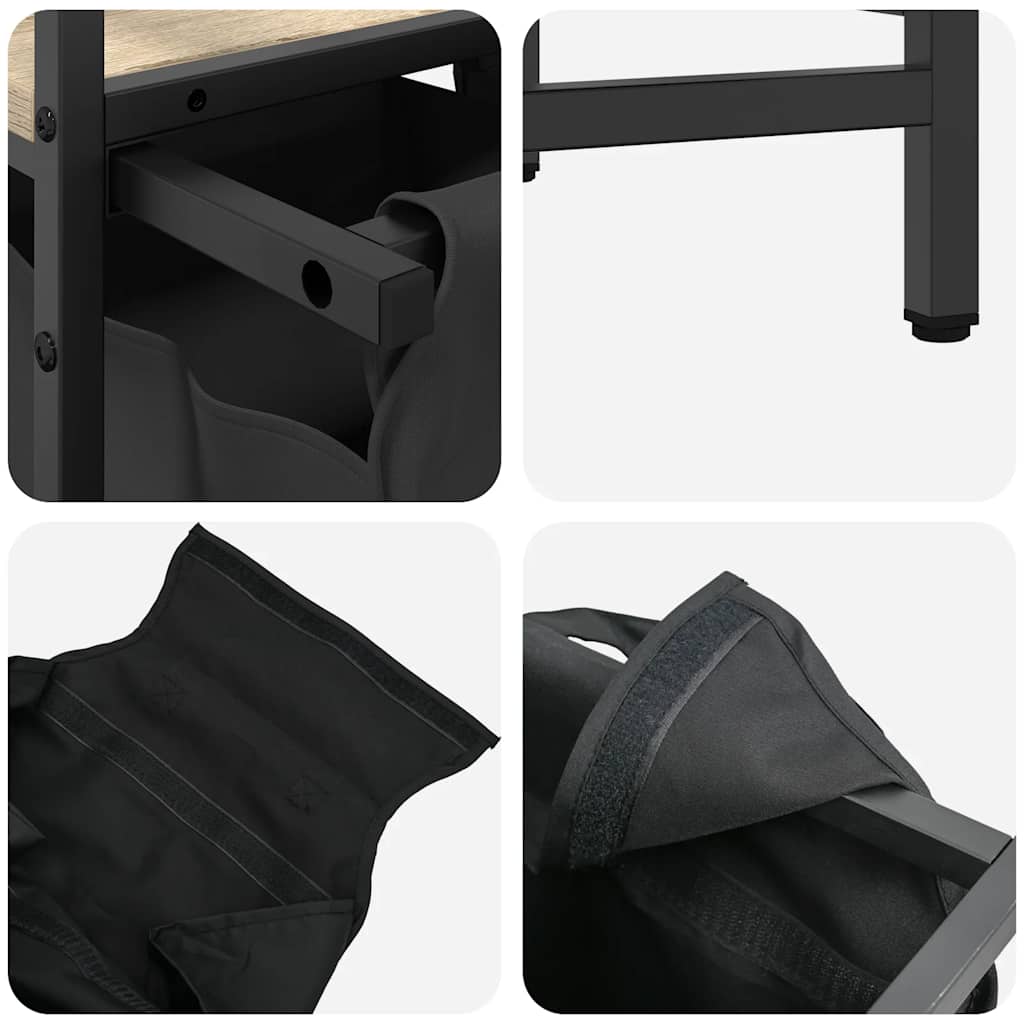 vasketøjskurv 1 rum med hylde sonoma-eg