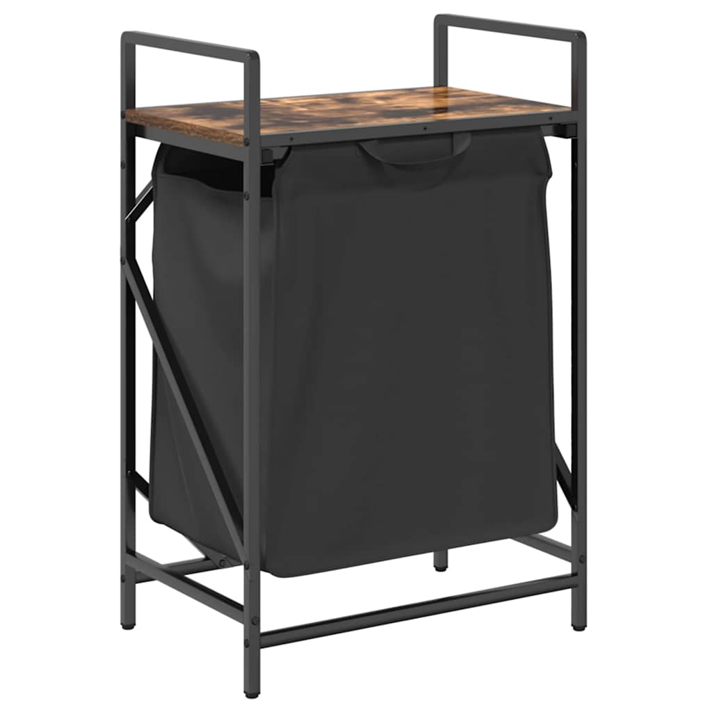 vasketøjskurv 1 rum med hylde røget egetræsfarve