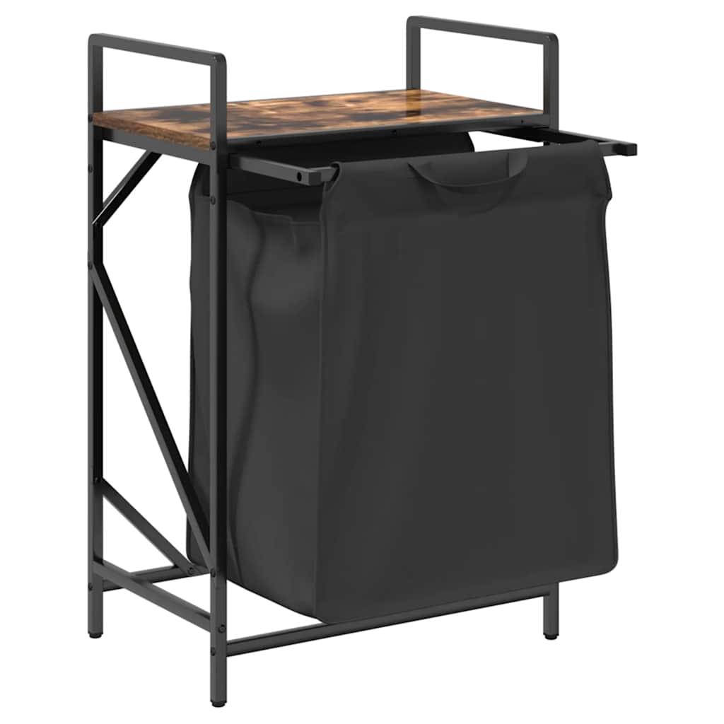 vasketøjskurv 1 rum med hylde røget egetræsfarve