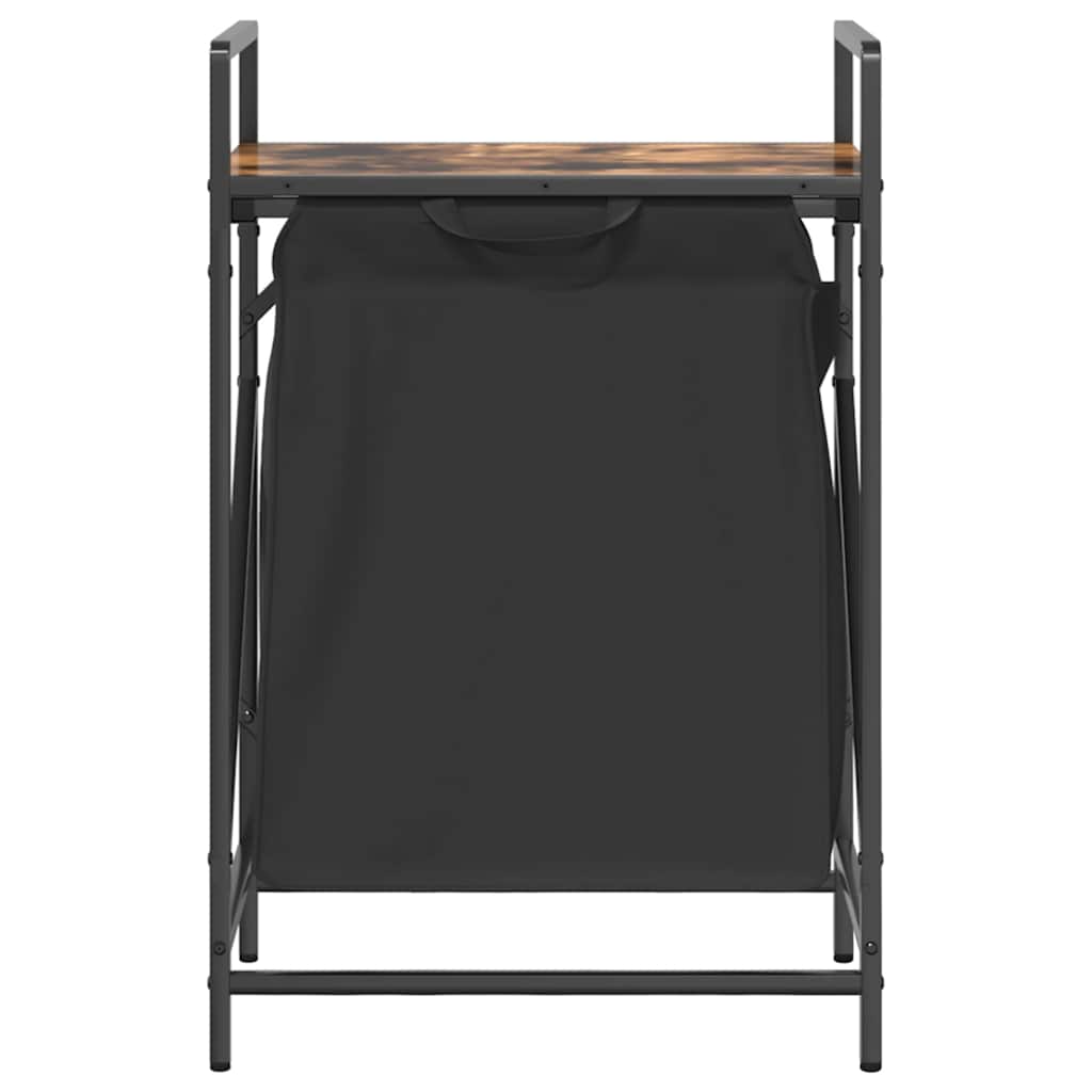 vasketøjskurv 1 rum med hylde røget egetræsfarve