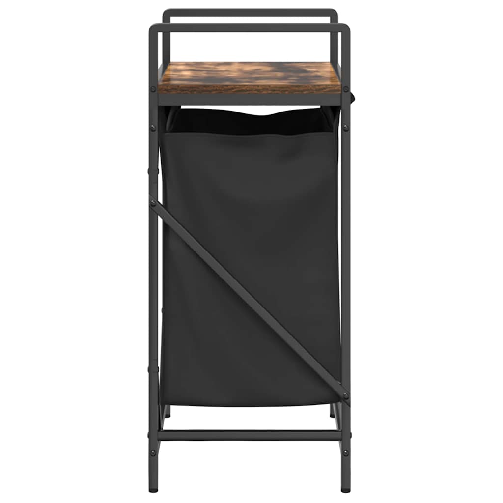 vasketøjskurv 1 rum med hylde røget egetræsfarve