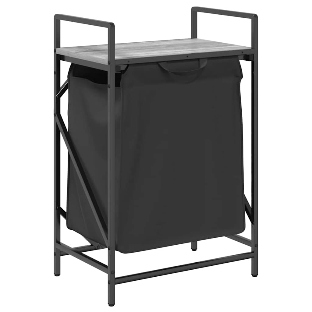 vasketøjskurv 1 rum med hylde grå sonoma-eg