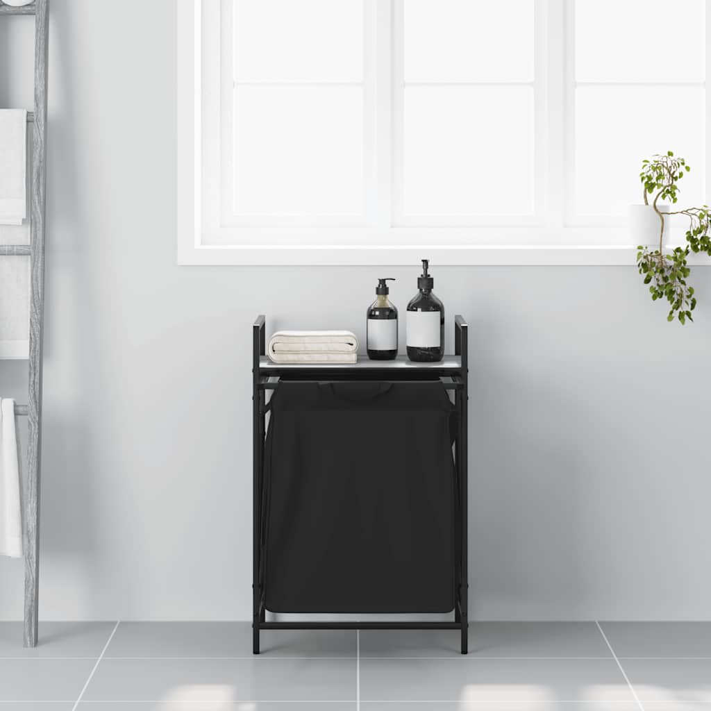 vasketøjskurv 1 rum med hylde grå sonoma-eg