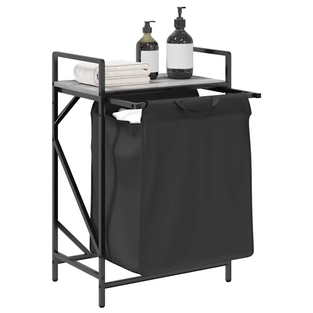 vasketøjskurv 1 rum med hylde grå sonoma-eg