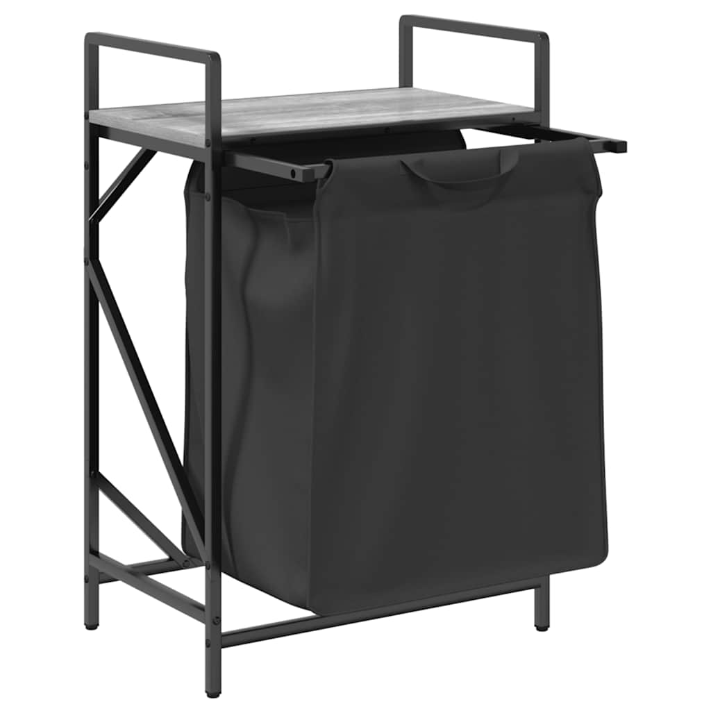 vasketøjskurv 1 rum med hylde grå sonoma-eg