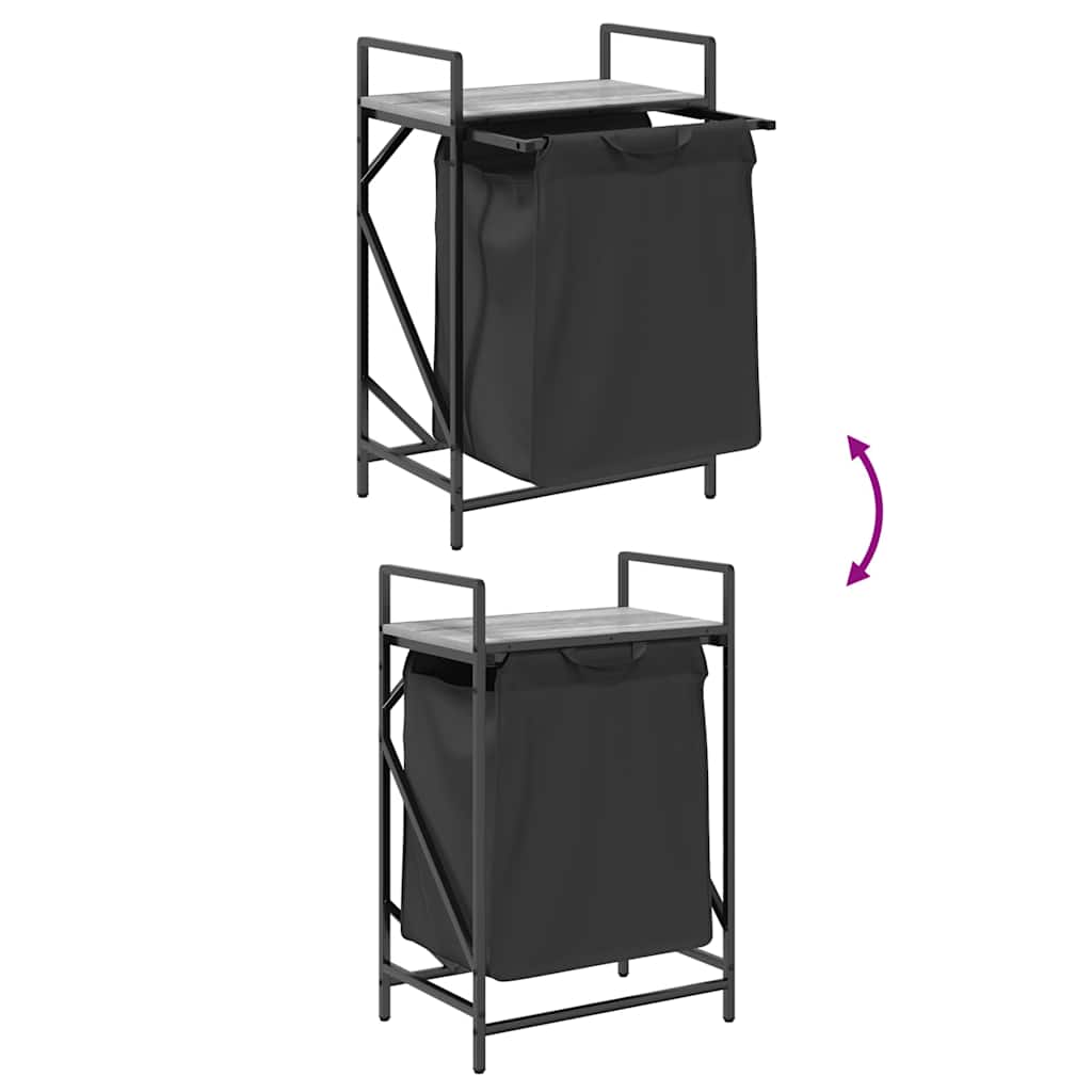 vasketøjskurv 1 rum med hylde grå sonoma-eg