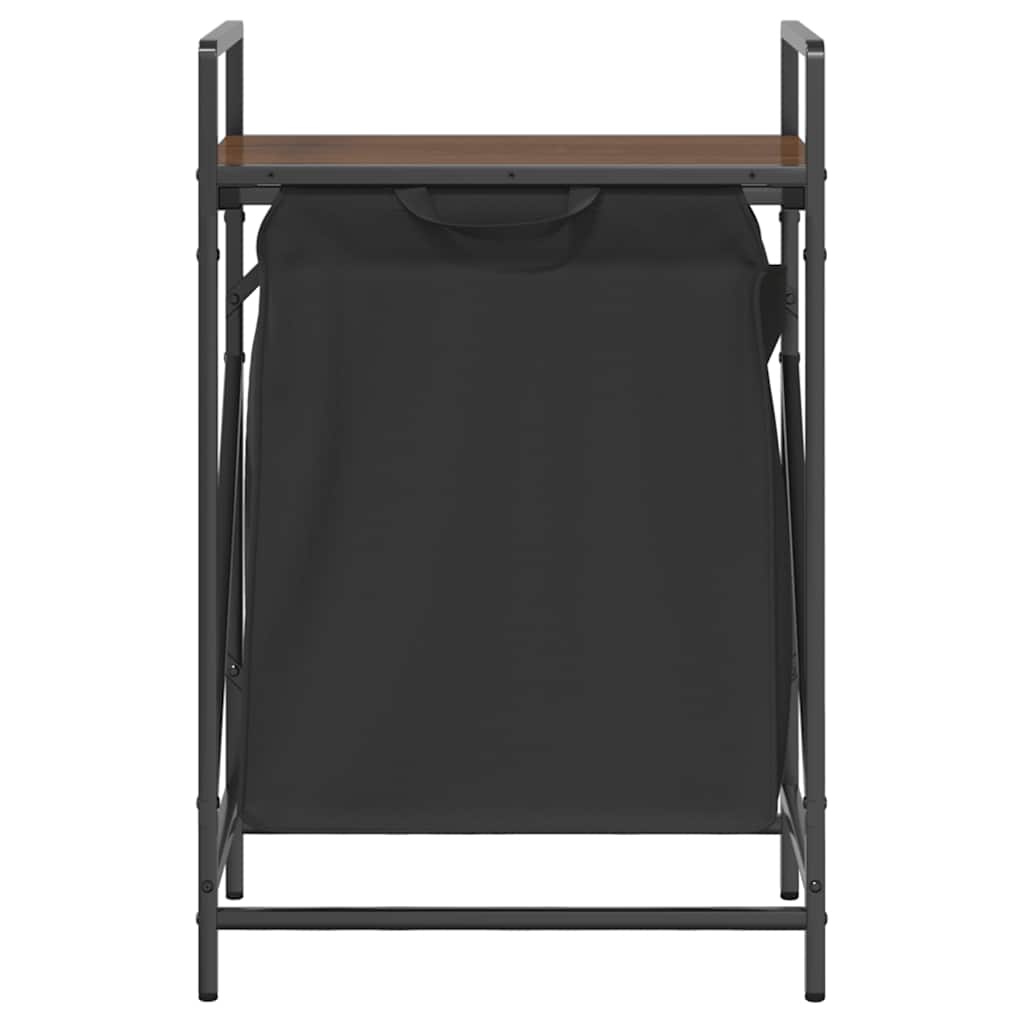 vasketøjskurv 1 rum med hylde brun egetræsfarve