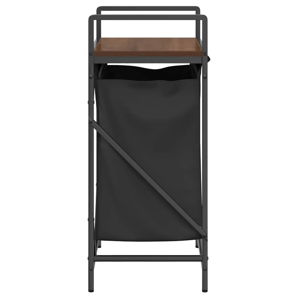 vasketøjskurv 1 rum med hylde brun egetræsfarve