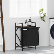 vasketøjskurv 1 rum med hylde brun egetræsfarve