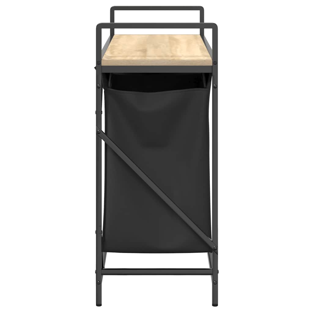 vasketøjskurv 2 rum med hylde sonoma-eg