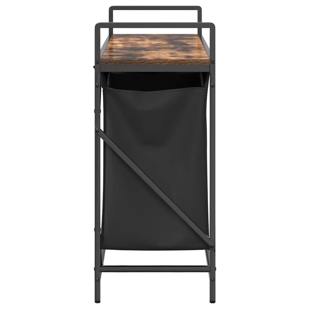 vasketøjskurv 2 rum med hylde røget egetræsfarve