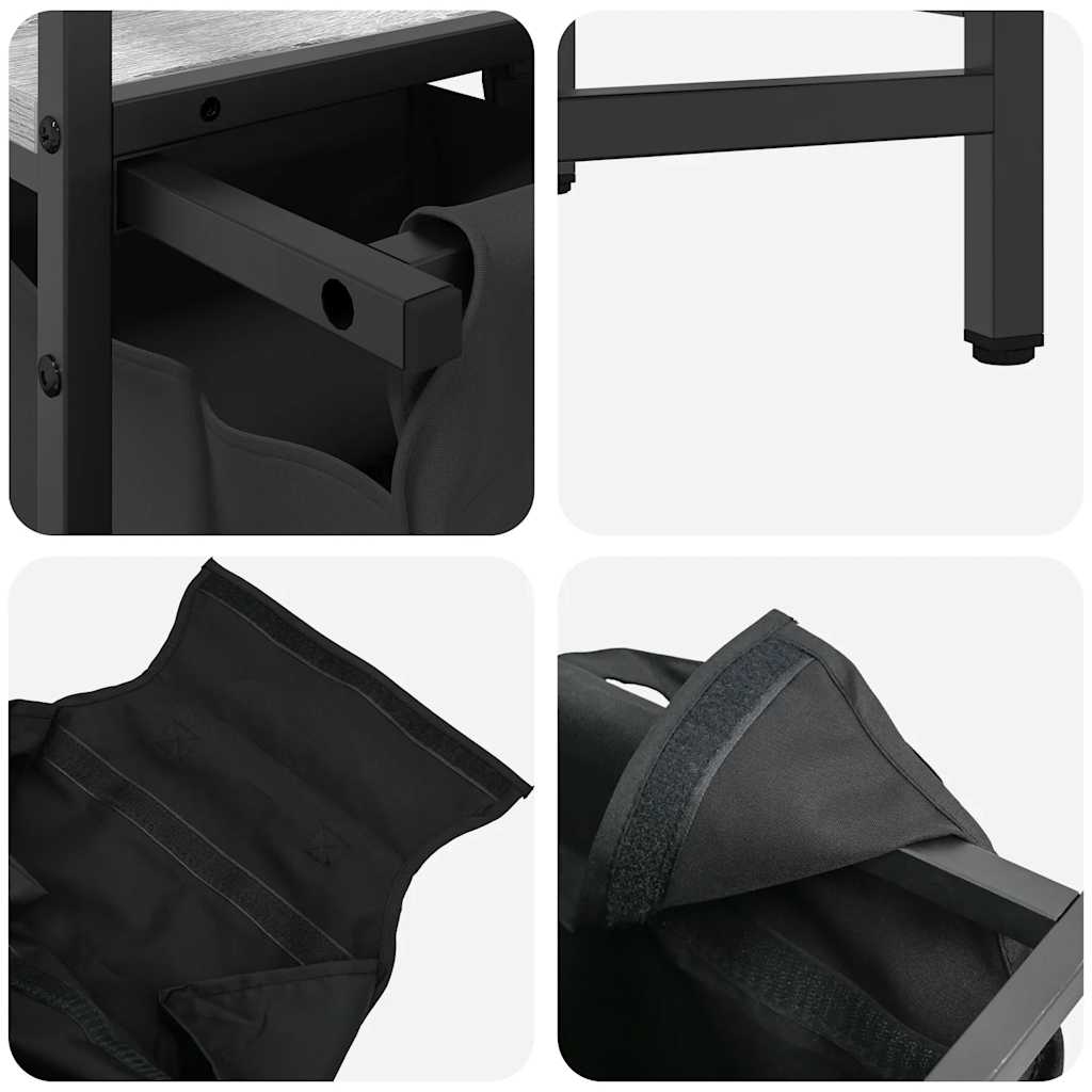 vasketøjskurv 2 rum med hylde grå sonoma-eg