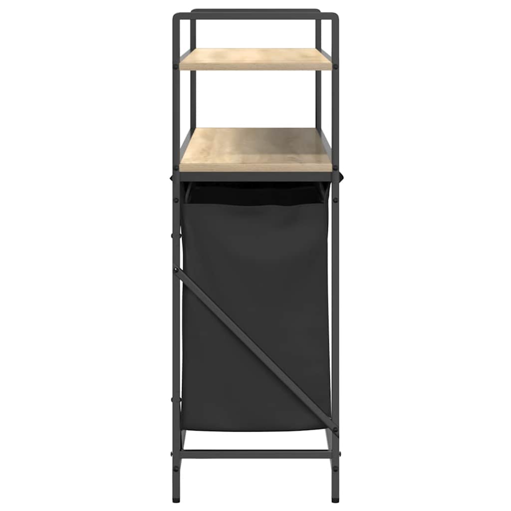 vasketøjskurv 3 rum med hylder sonoma-eg