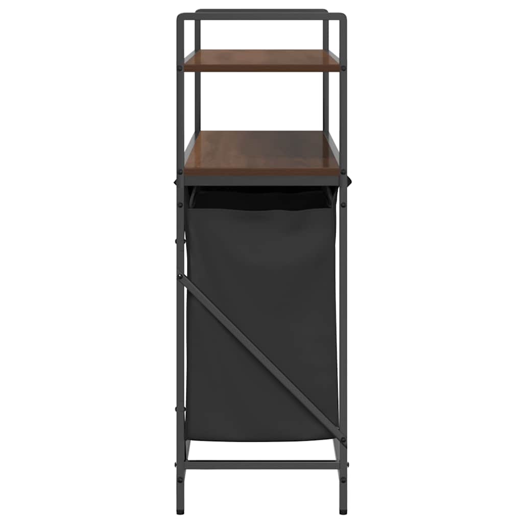 vasketøjskurv 3 rum med hylder brun egetræsfarve