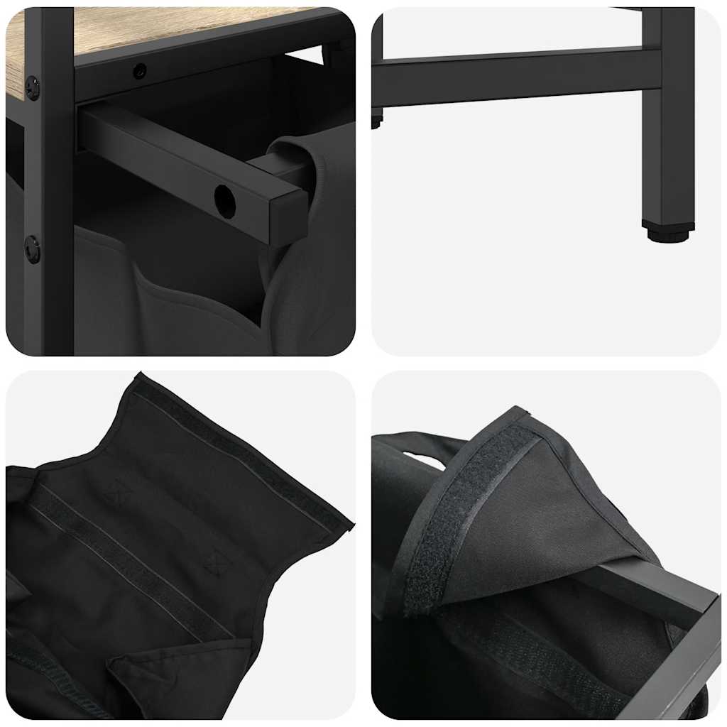 vasketøjskurv 2 rum med hylder sonoma-eg