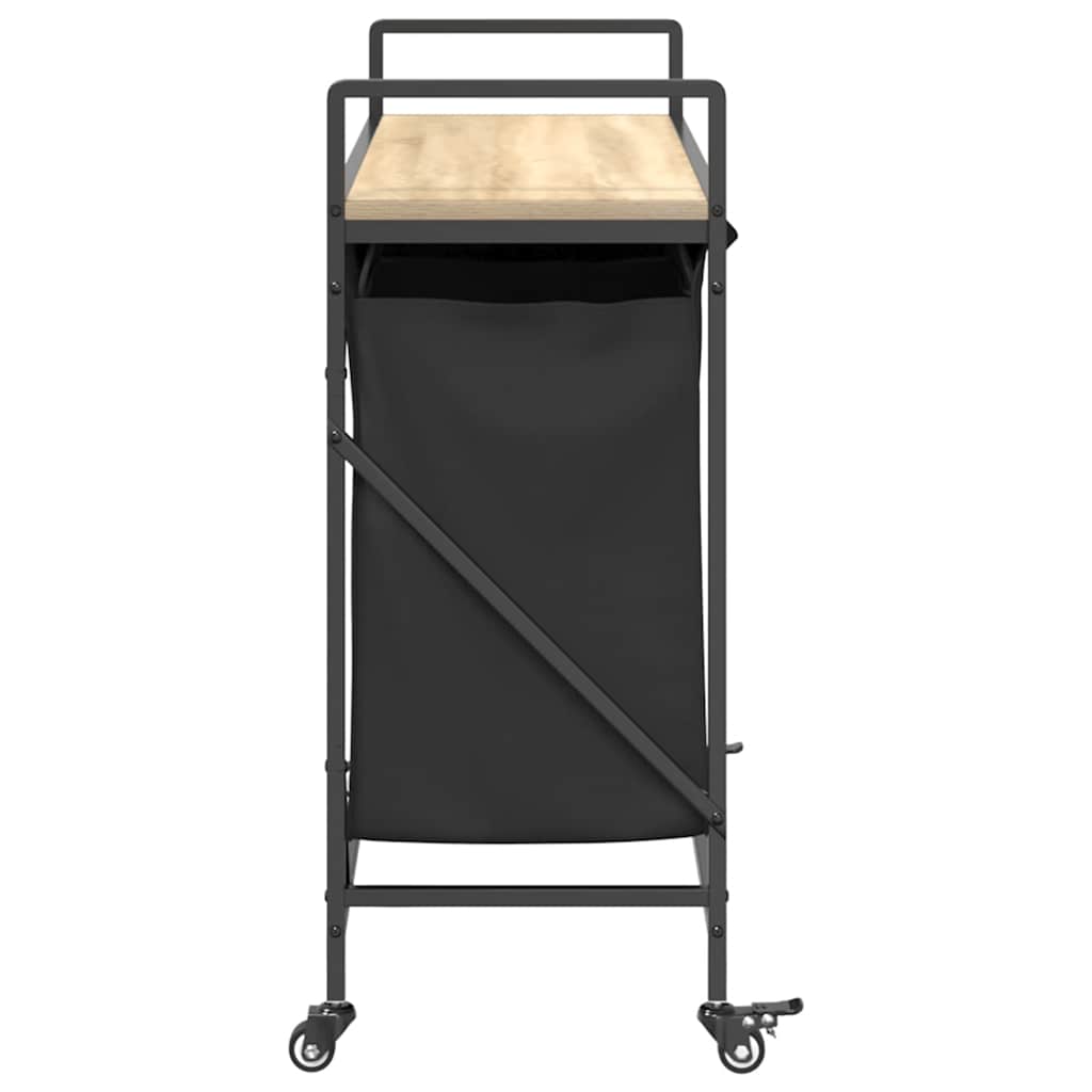 vasketøjskurv 3 rum med hjul sonoma-eg