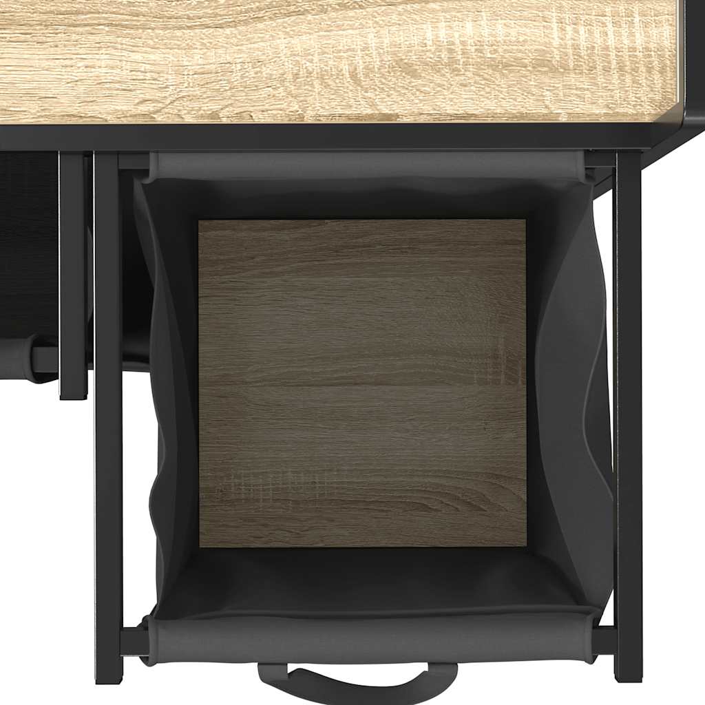 vasketøjskurv 3 rum med hjul sonoma-eg